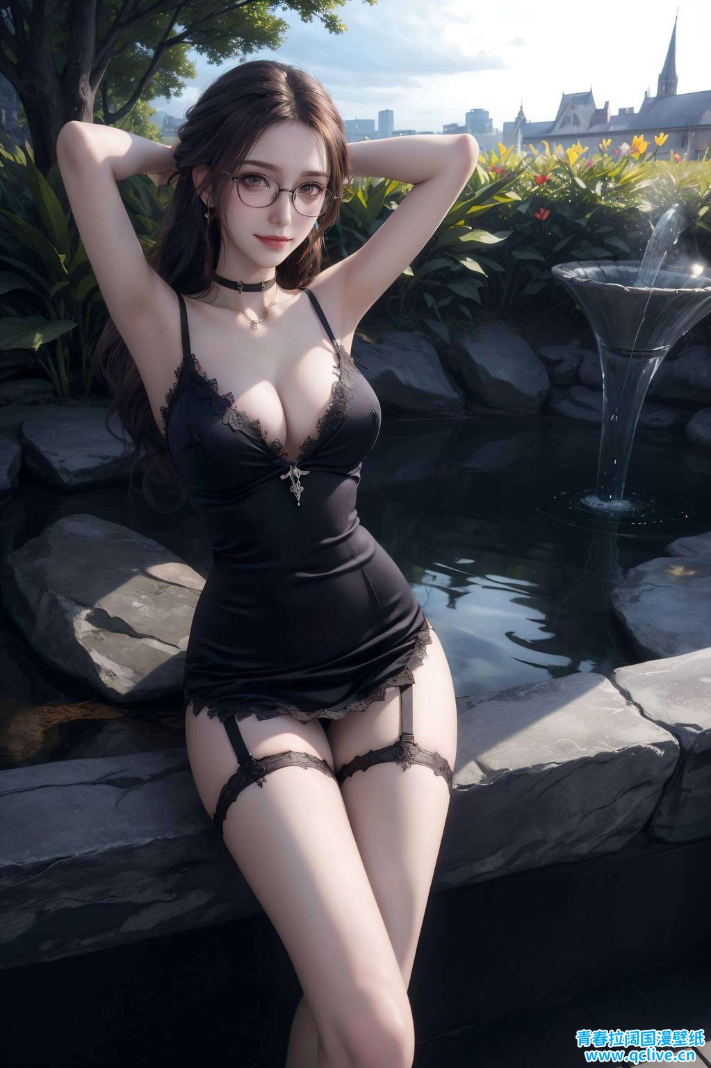 色彩饱满这款AI国漫美女护眼壁纸1080p
