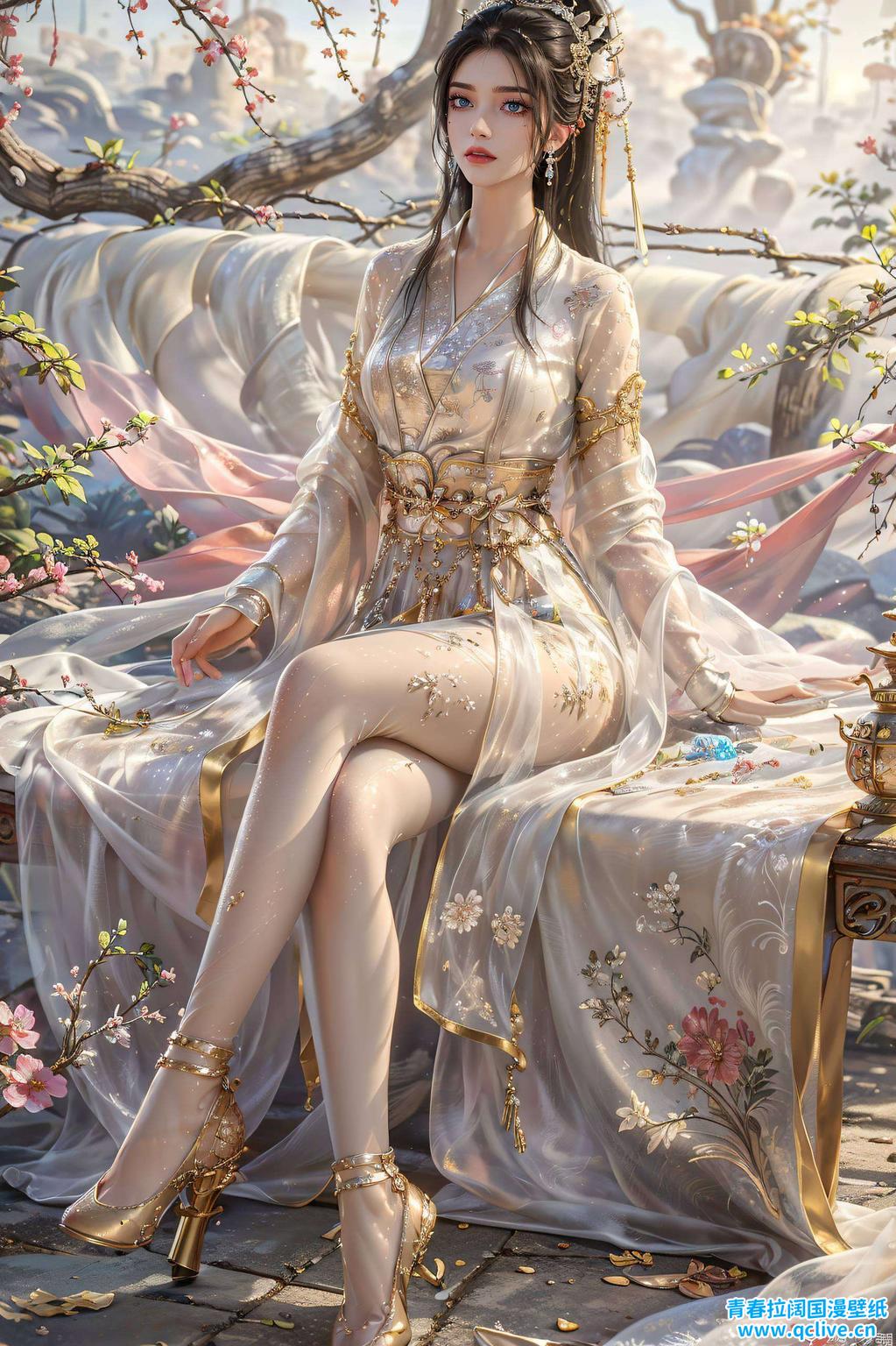 方清雪电脑壁纸图文中的她绿色渐变的壁纸如诗如画