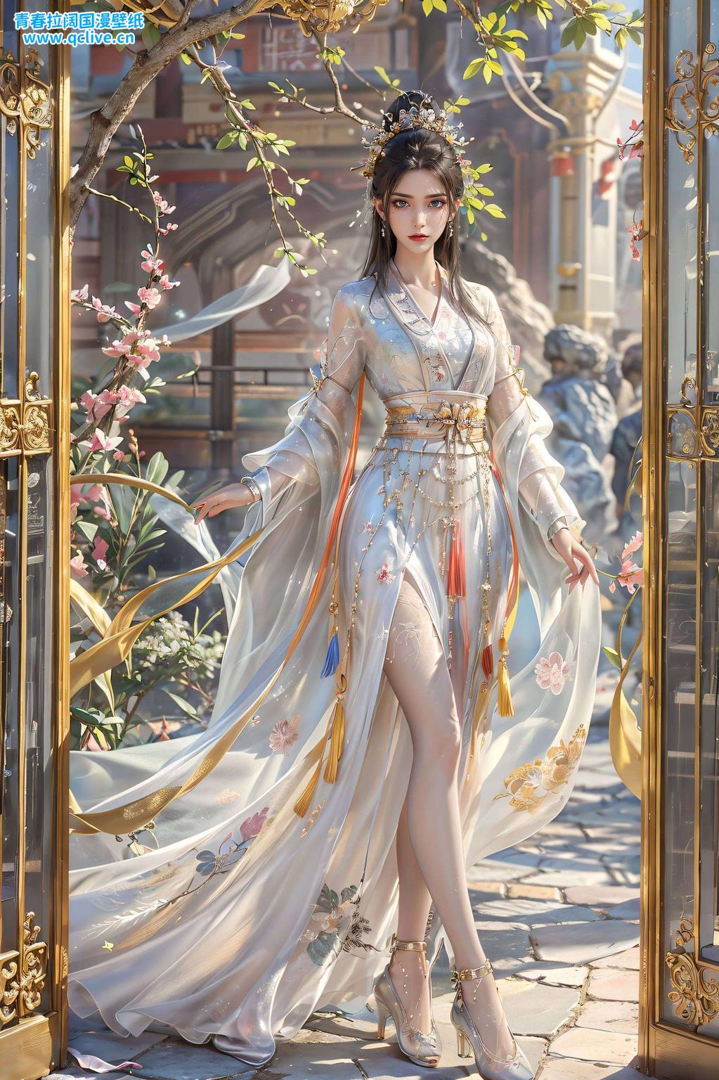 这款全屏AI绘画动作素材手绘电脑国漫美女壁纸都能感受到那份独特的国漫魅力