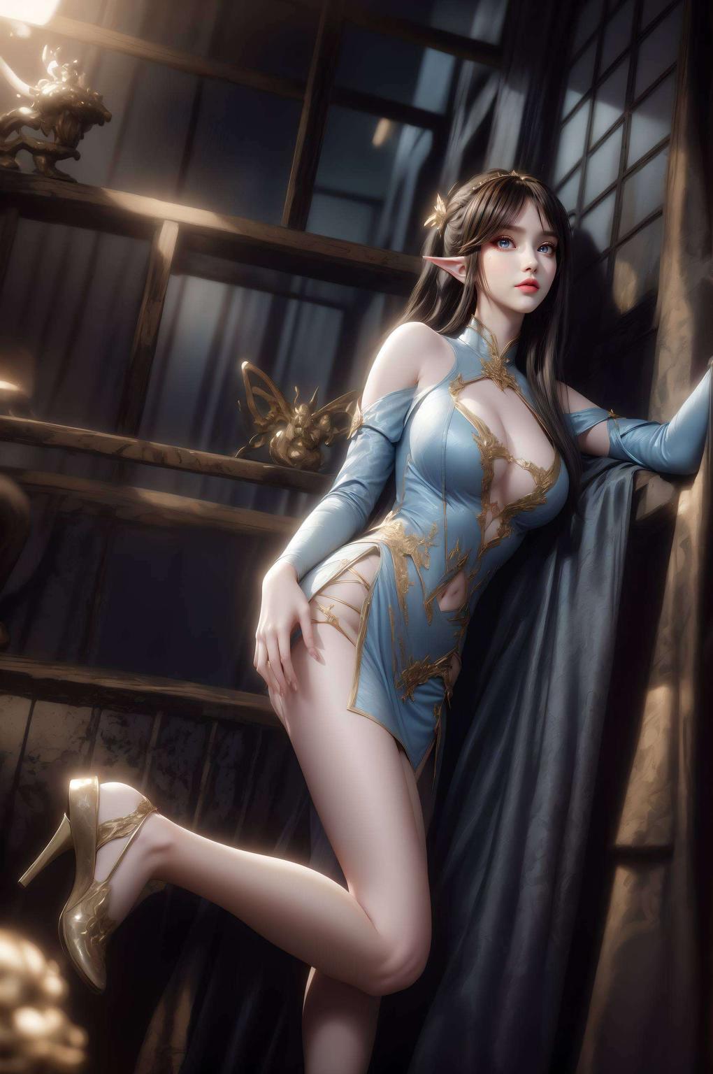 让她的每一次凝视都充满魅力高清AI特写素材