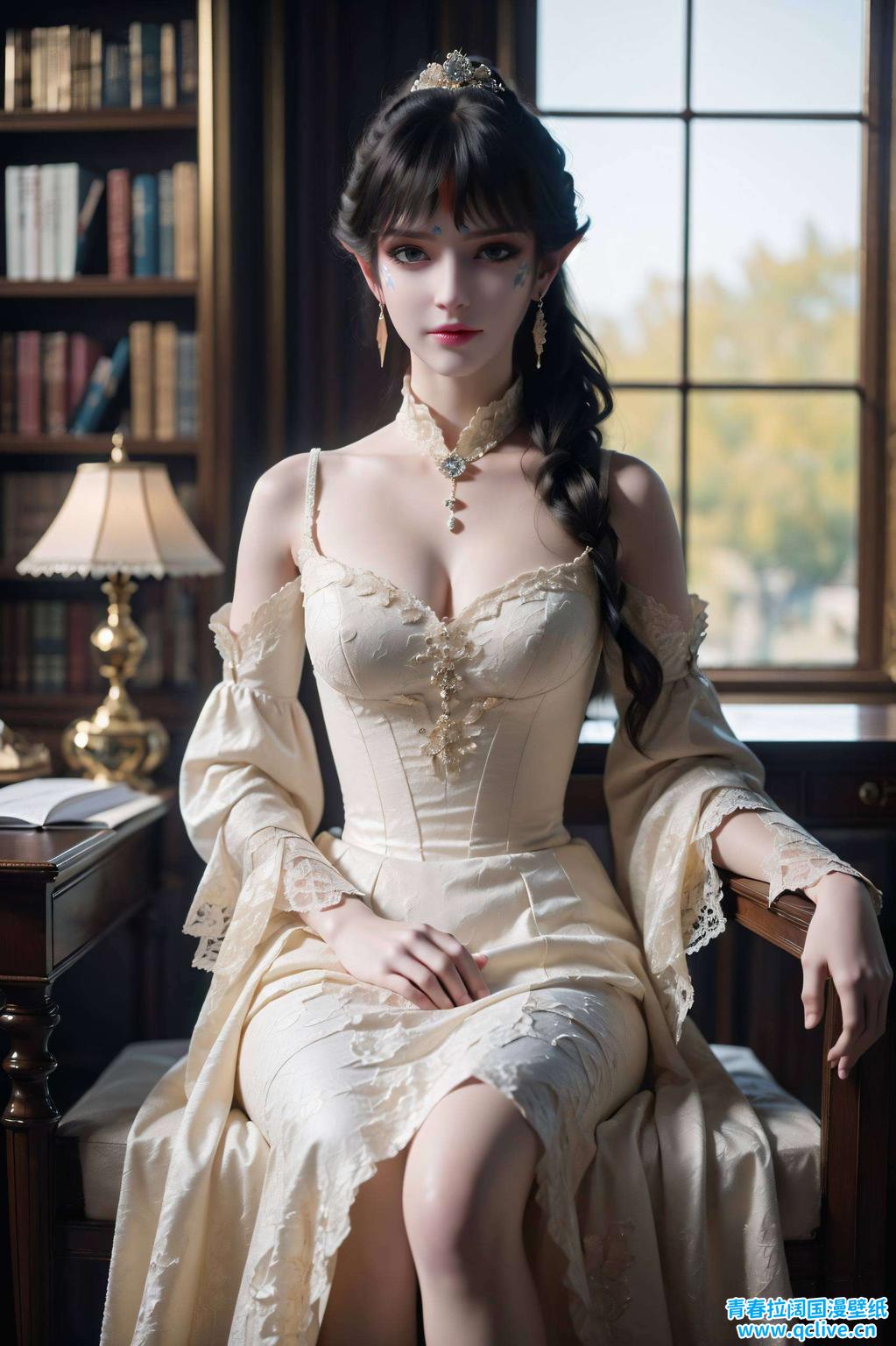 这款AI国漫美女渐变iPad壁纸高清画质