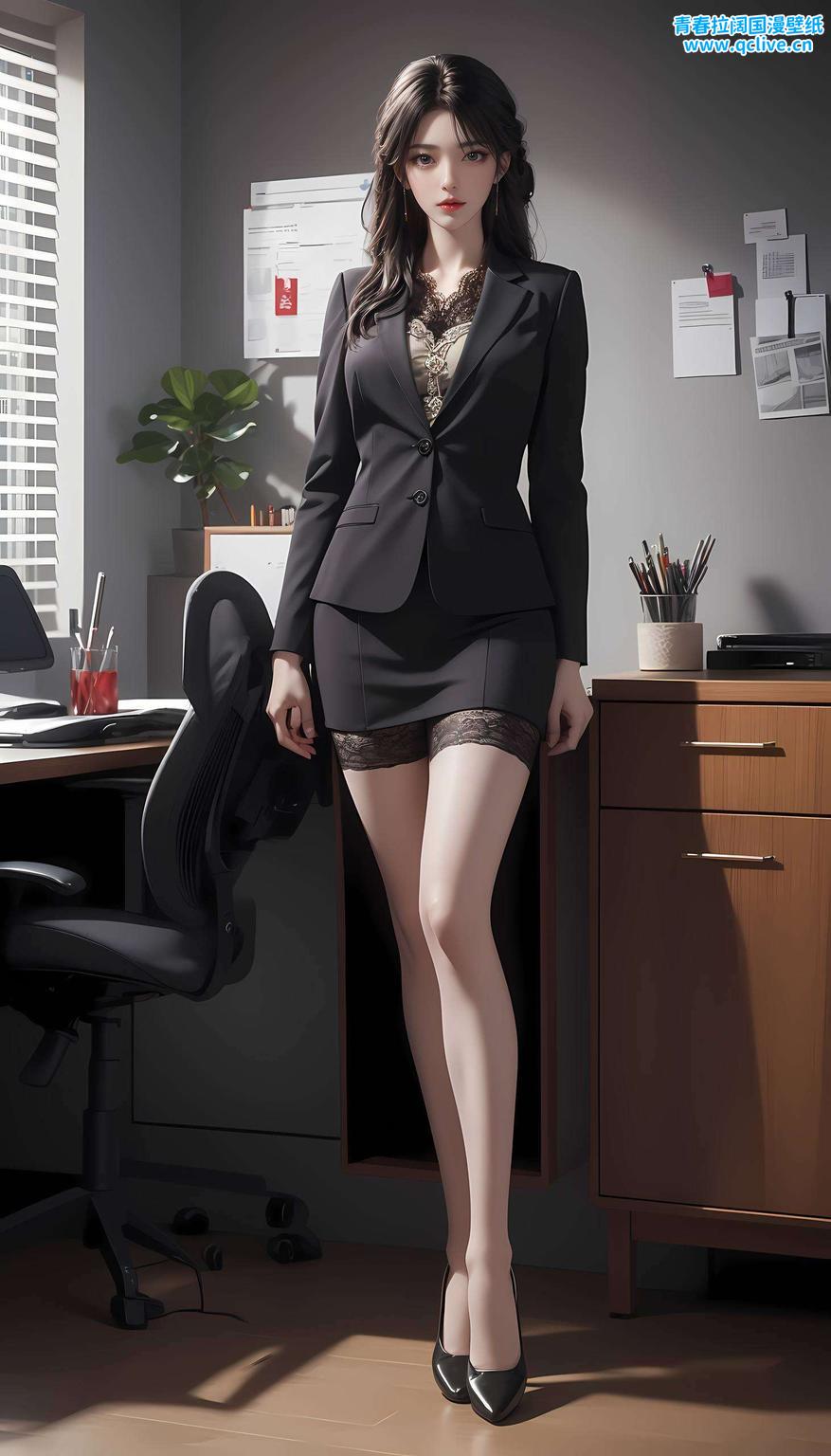 这款以火灵儿AI裸妆半跪姿态为主题的2560p壁纸渐变色彩