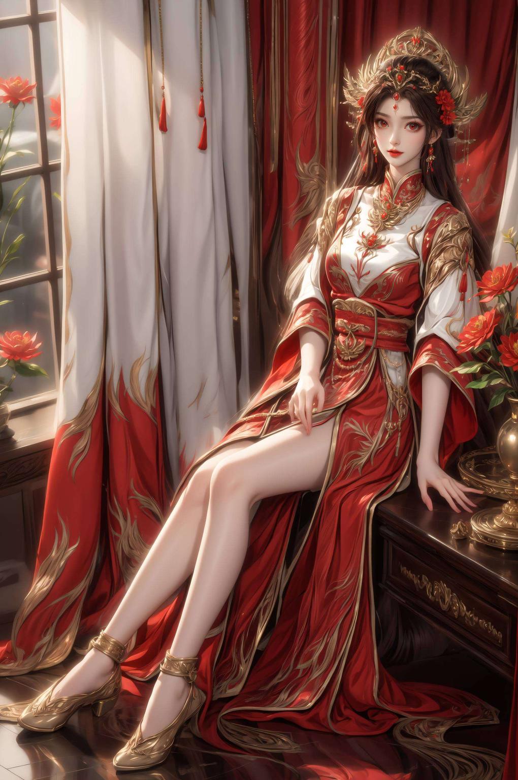 这款以国漫女神火灵儿石昊为主角的AI绘画作品呈现出立体平板风格