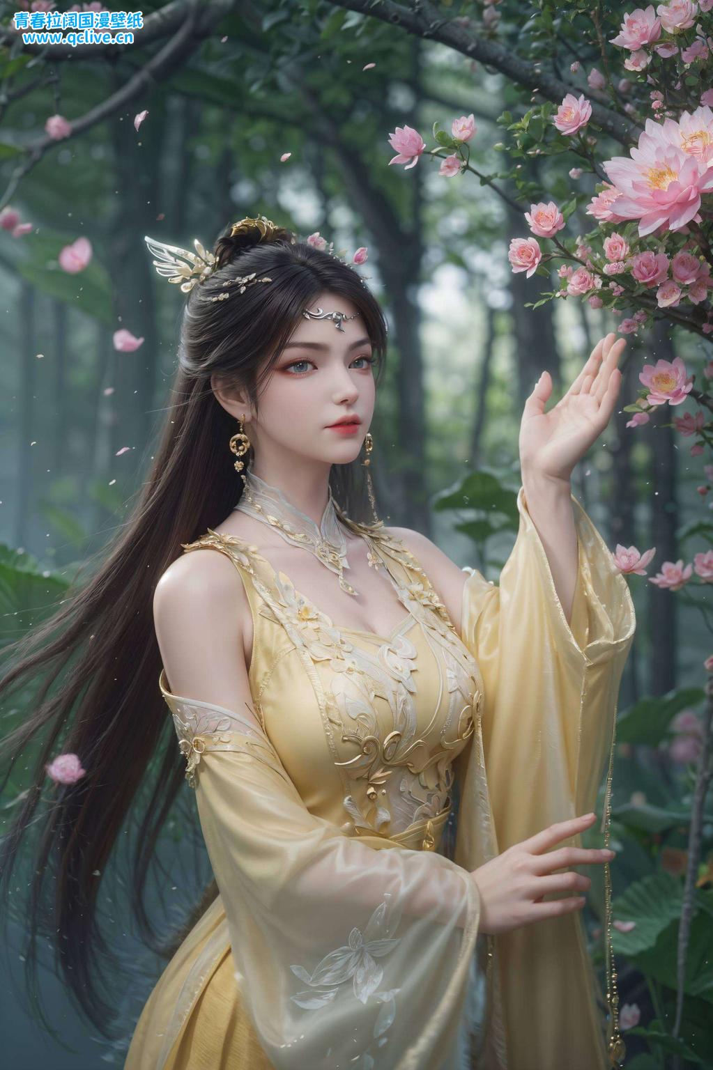 她的倩影在超精致油画壁纸中绽放让这幅全身壁纸成为最美的视觉盛宴