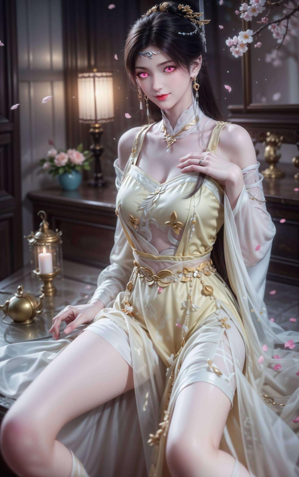 骨骼素材的巧妙融合这幅2560p的AI绘画国漫美女壁纸