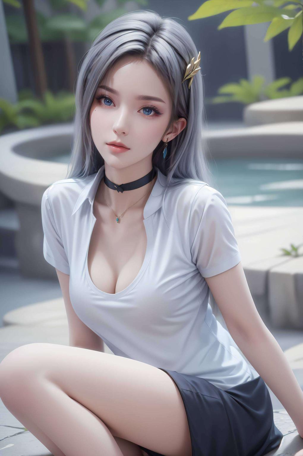 每一次展翅都仿佛带动着潮流的脉动她的眼神深邃而神秘
