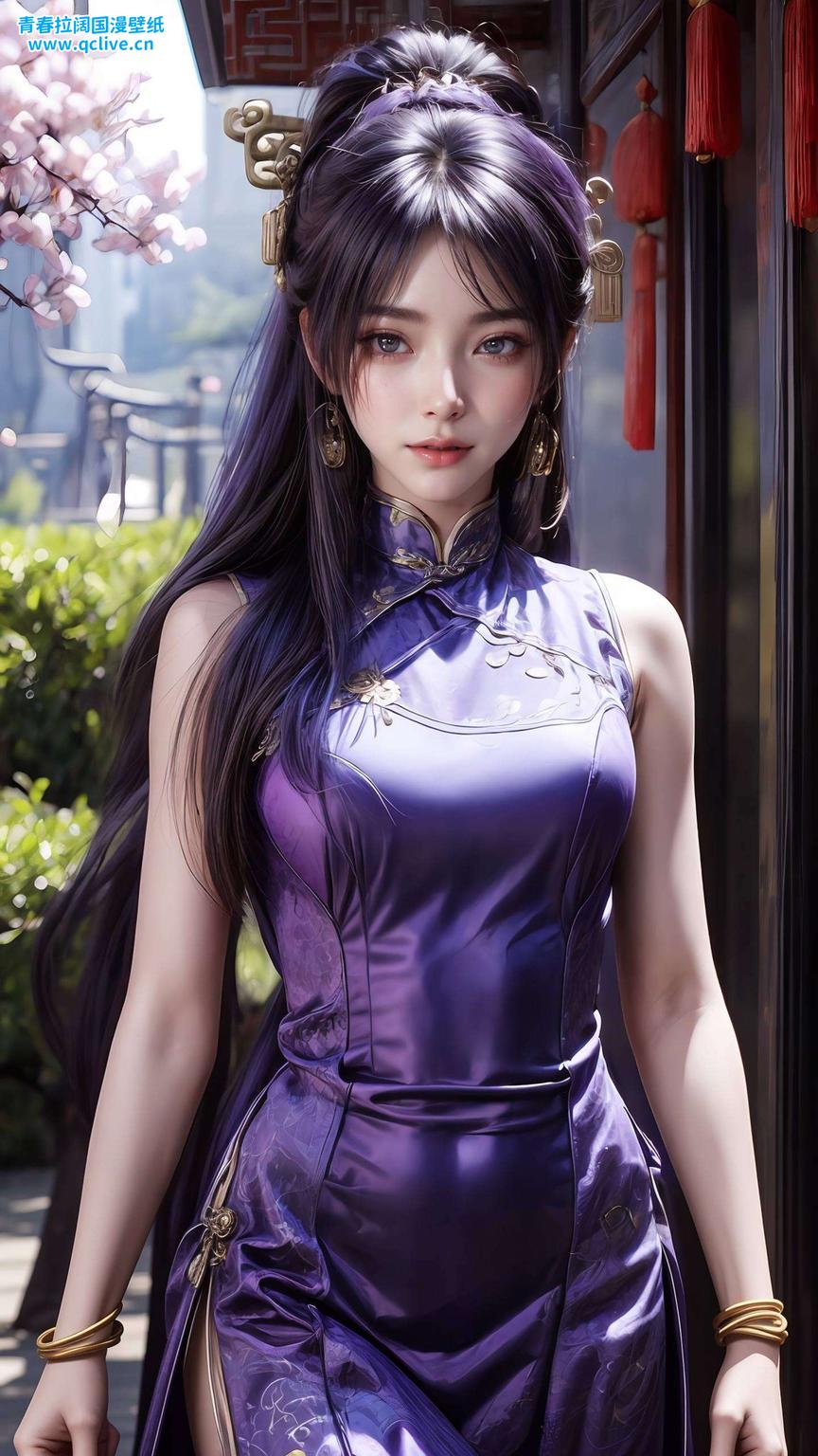 这款静态国漫女主姬紫月现代装壁纸为你的桌面带来独特的二次元风情