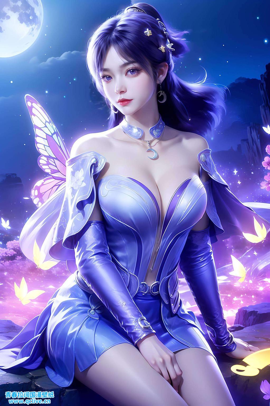 以国漫美女姬紫月为主题的古风微笑素材高清竖屏格式