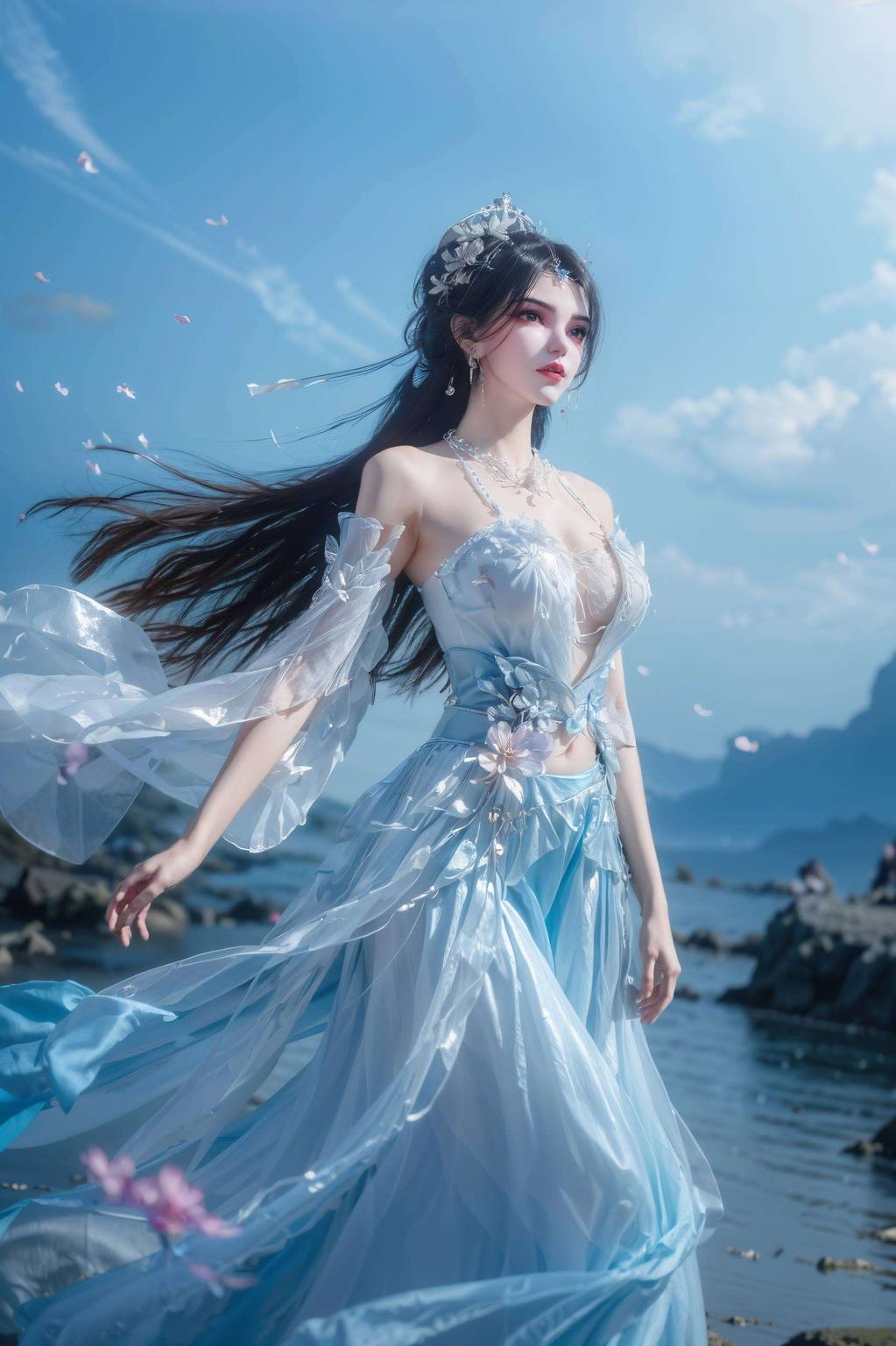 这款国漫女主李慕婉的泳装壁纸电脑壁纸上的她