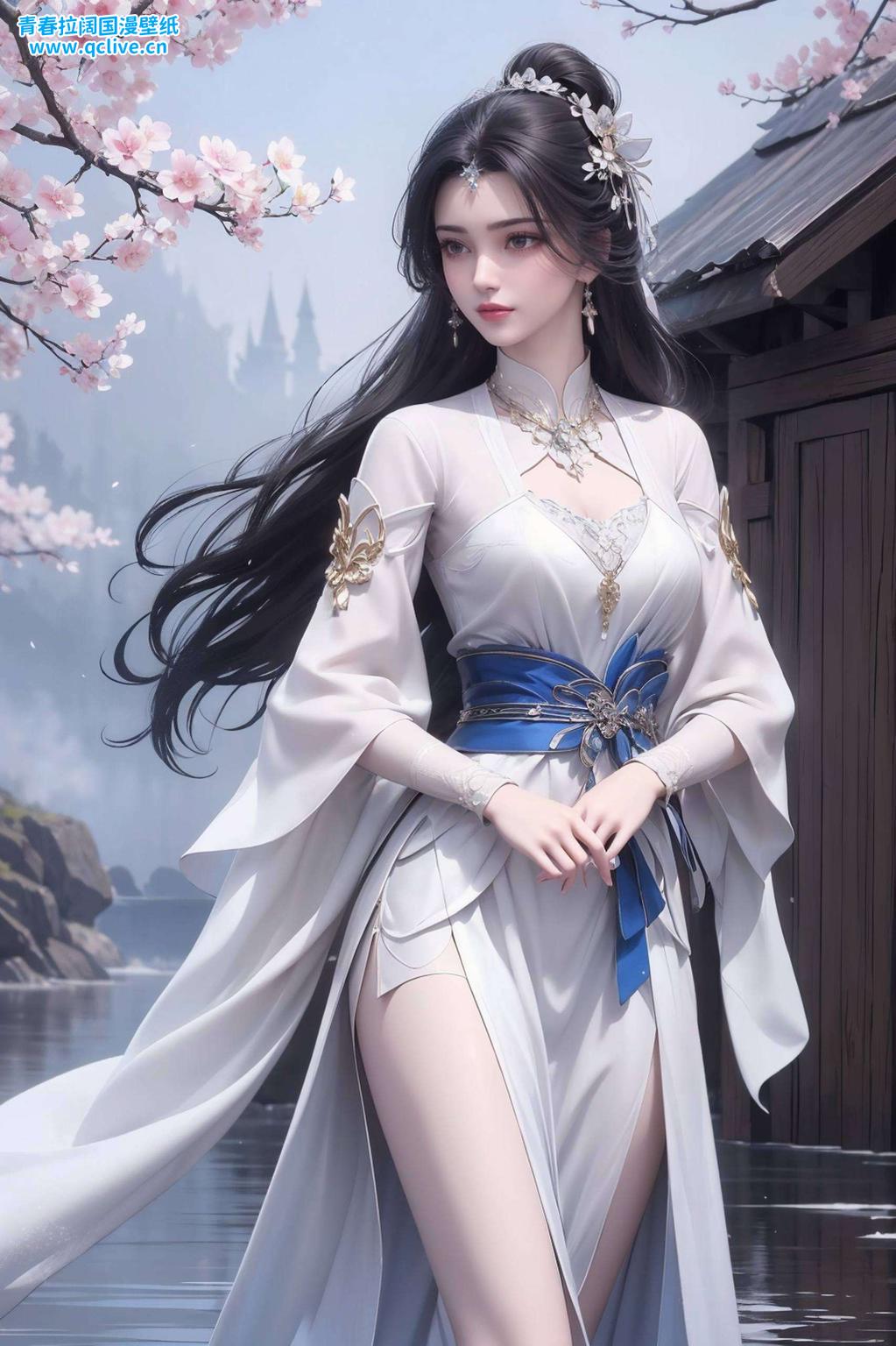 将李慕婉全光壁纸高清图片融入未来科技与古典美的交融之中这幅赛博朋克4k高清古香古色壁纸
