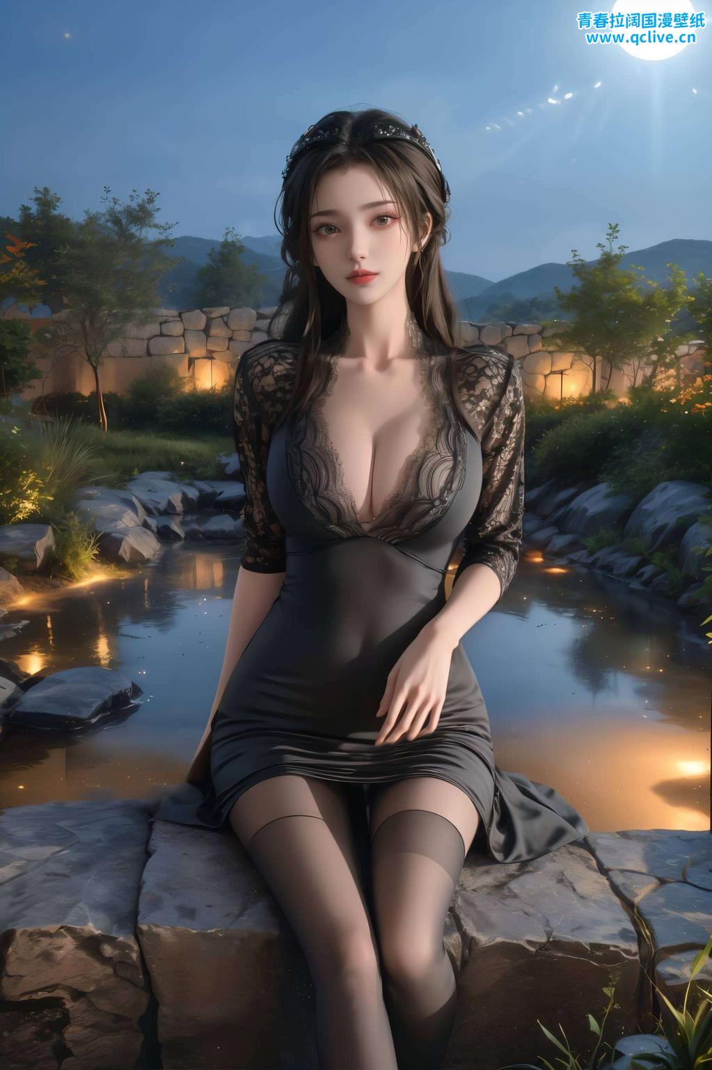 夏日的微风中李慕婉身着轻盈的夏装