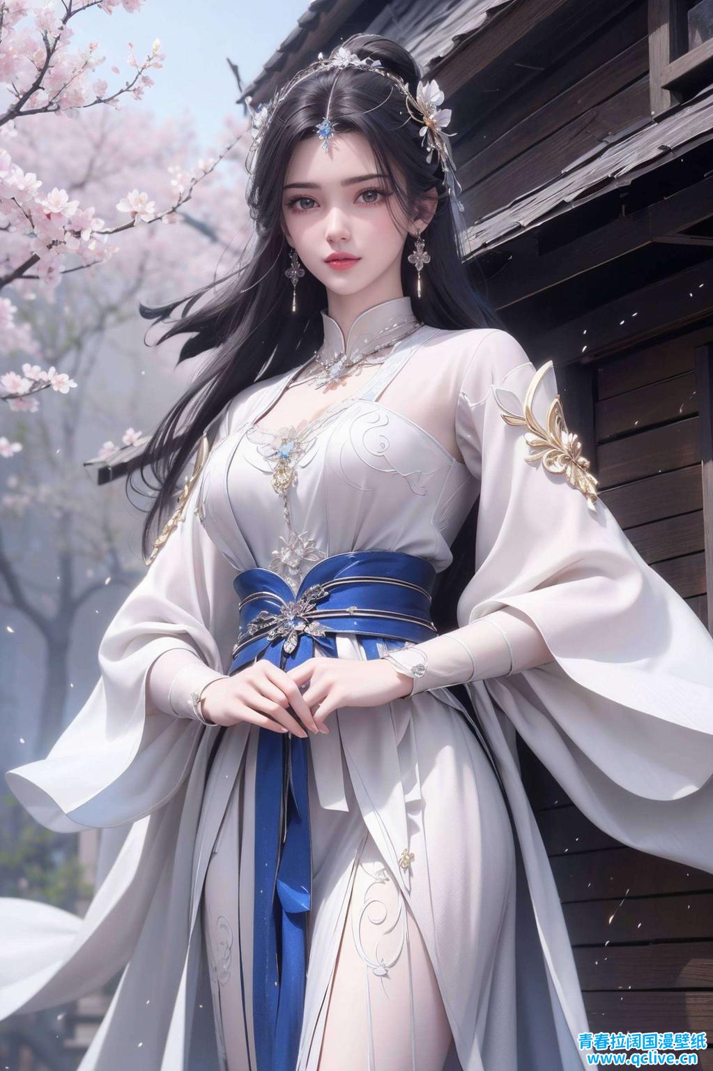 这款AI绘画作品李慕婉唯美壁纸以国漫美女为主题画面中的李慕婉优雅动人