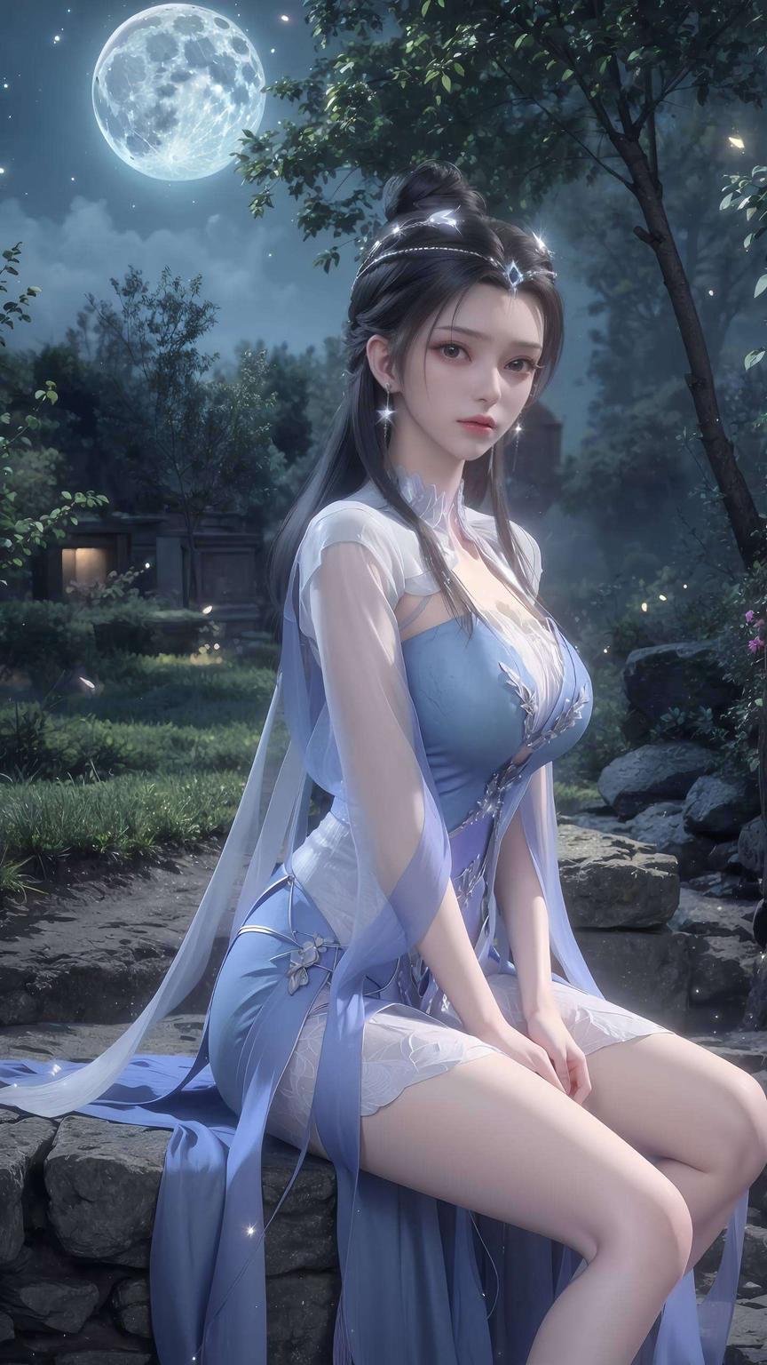 色彩搭配活力四溢以李慕婉的蓝色高清形象为核心
