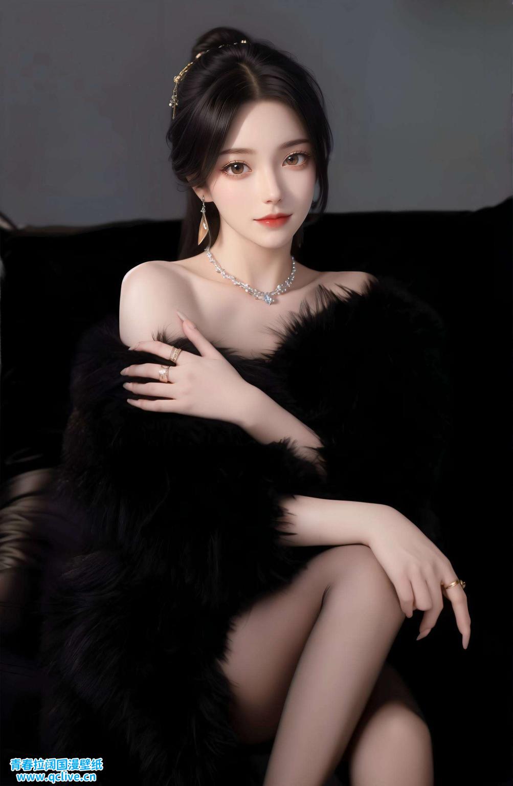 这款紫色同人壁纸海浪轻抚沙滩