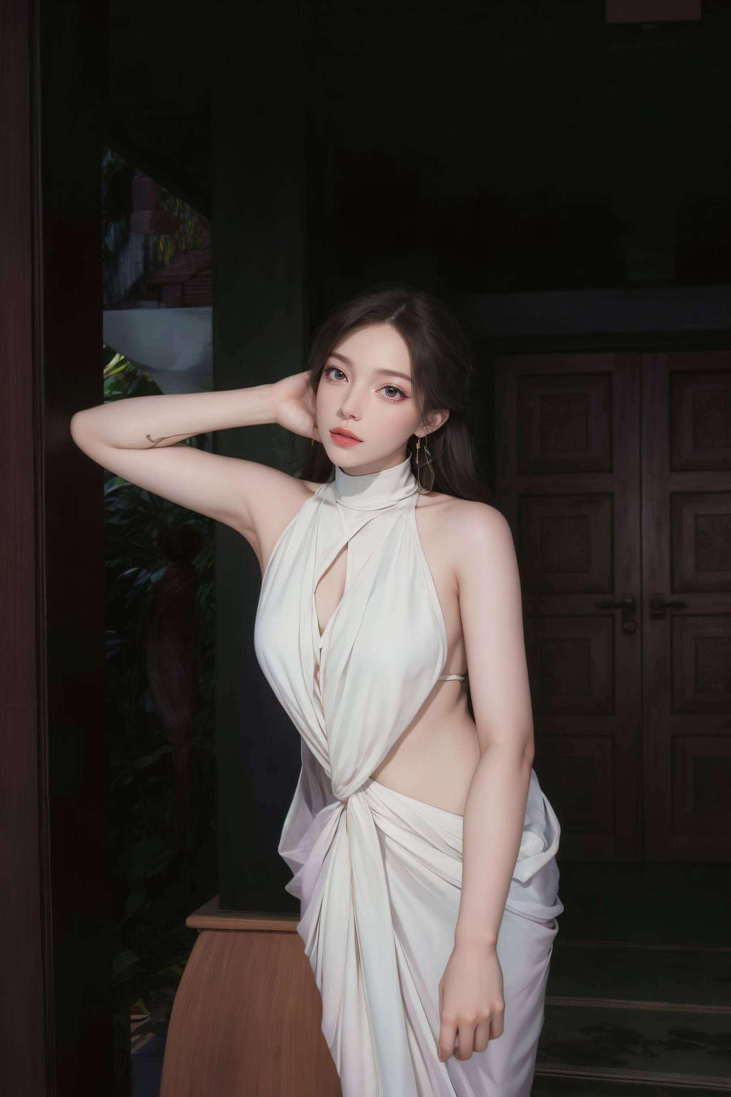 画面中的柳神coser翩翩起舞粉色调营造出甜美氛围
