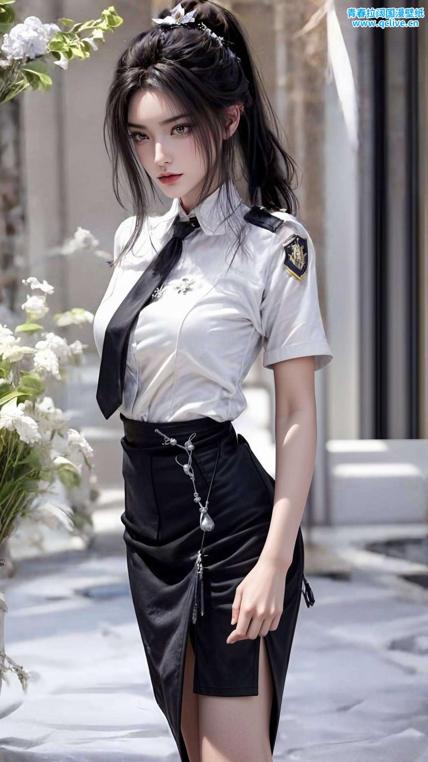 线条流畅这款国漫女神抽象线条手机桌面背景