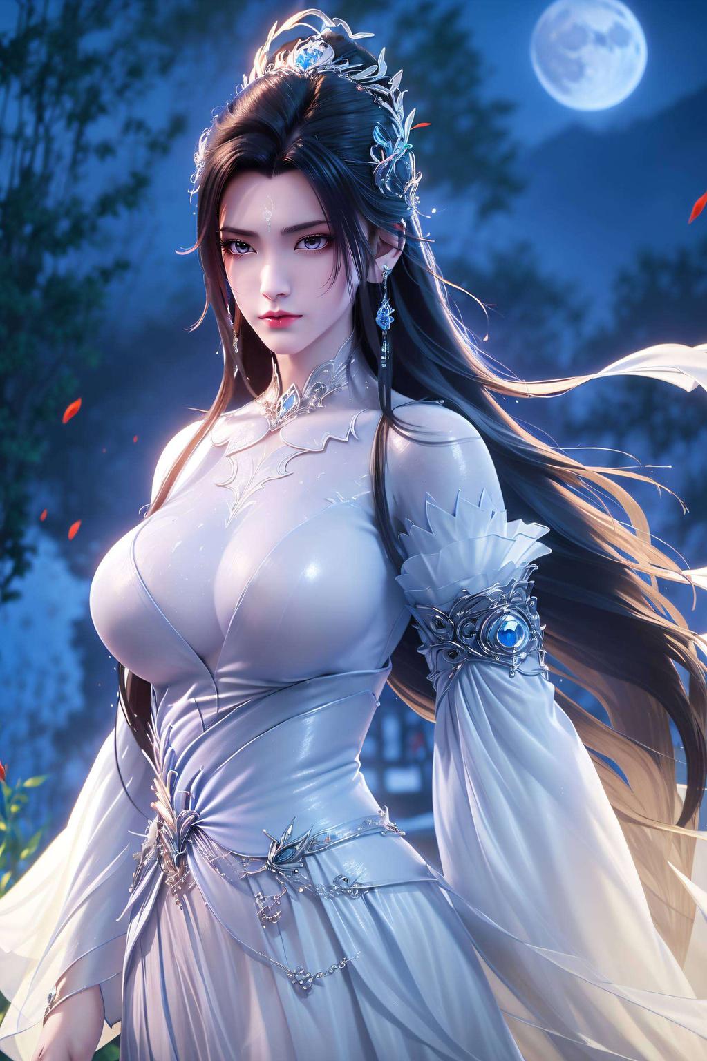 陆雪琪舞剑的身影映衬在静谧的夜空以动漫陆雪琪月下舞剑的唯美瞬间为灵感