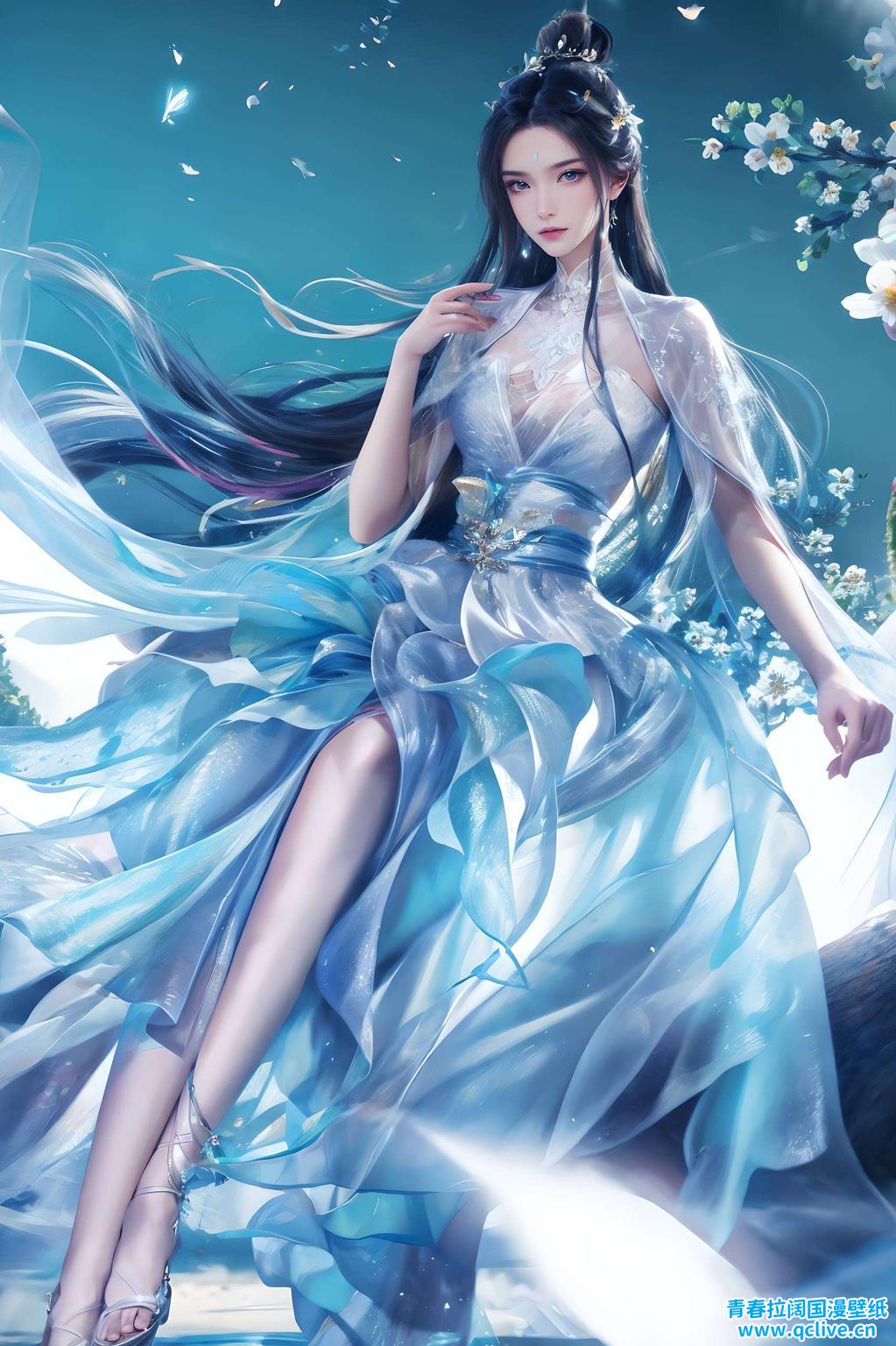 这幅2K高清的AI油画壁纸将她的美态定格