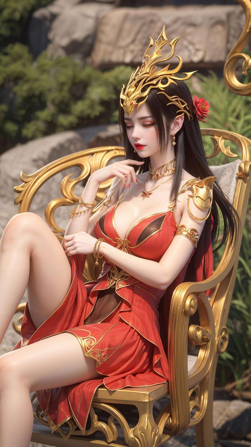 这款AI国漫美女纹理iPhone桌面图片融合了古典神话与现代审美