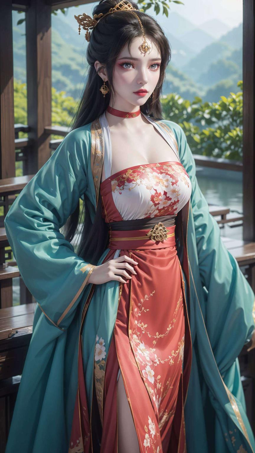 墨云壁纸细腻笔触勾勒出她深邃的眼神与飘逸的长发