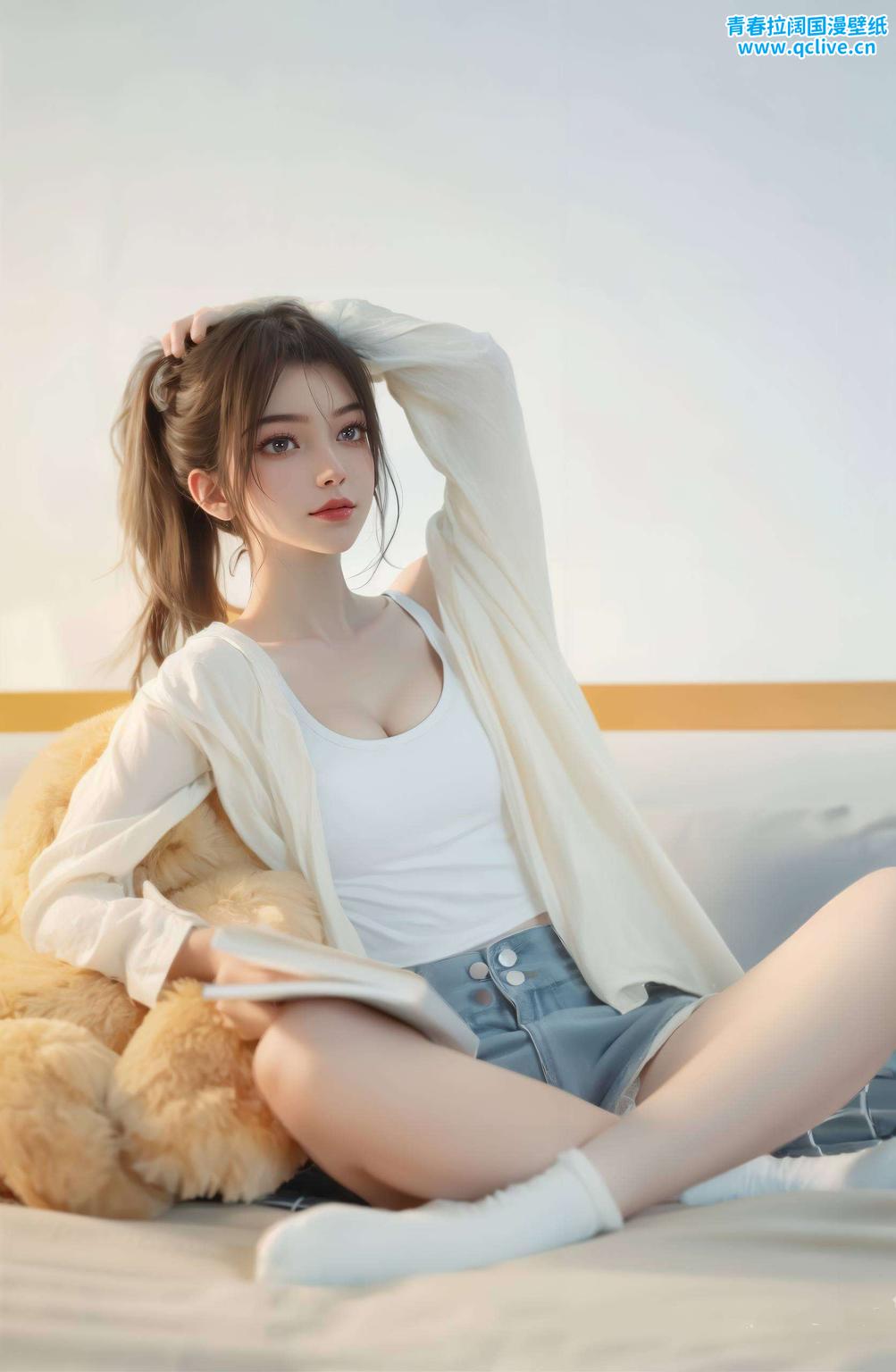 细腻描绘出她的柔美气质这款特别油画风格的4K高清漫画壁纸