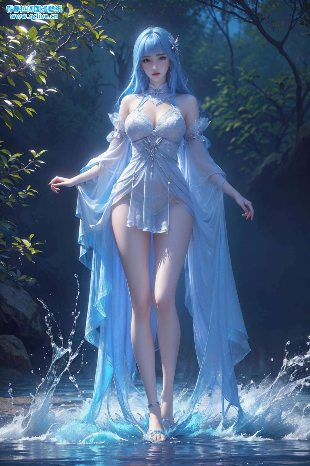 宁雨蝶翩翩起舞绿色抽象的国漫美女宽屏壁纸