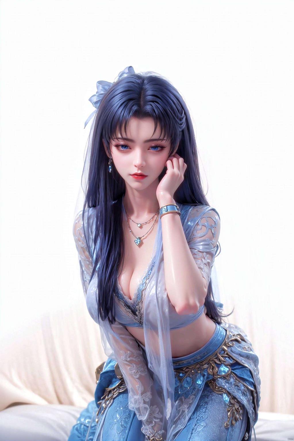 独特的绿色装饰图映衬出她的神秘与魅力在这绿色赛博朋克的电脑壁纸中