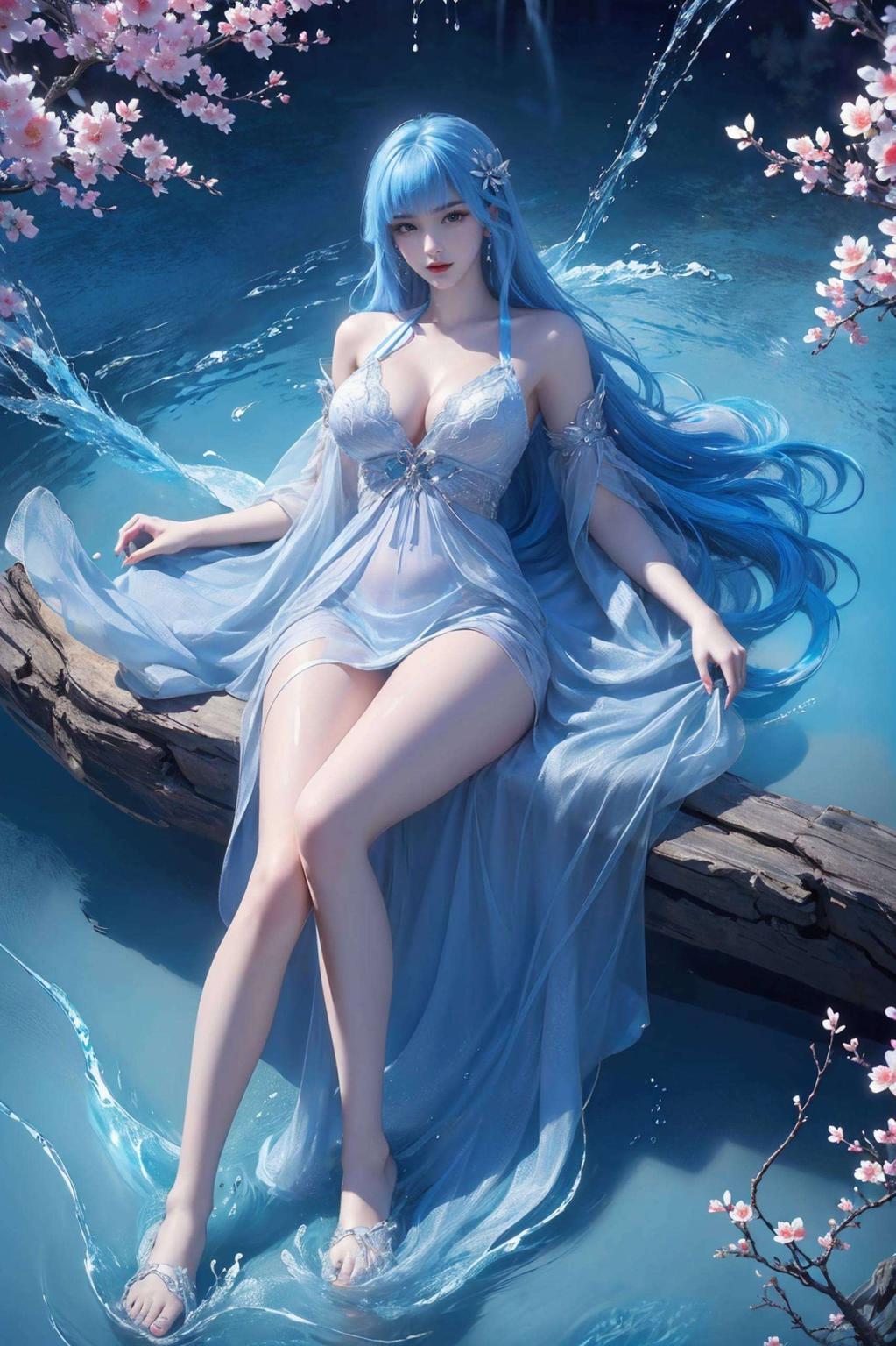 她的形象跃然于抽象线条之间如梦似幻