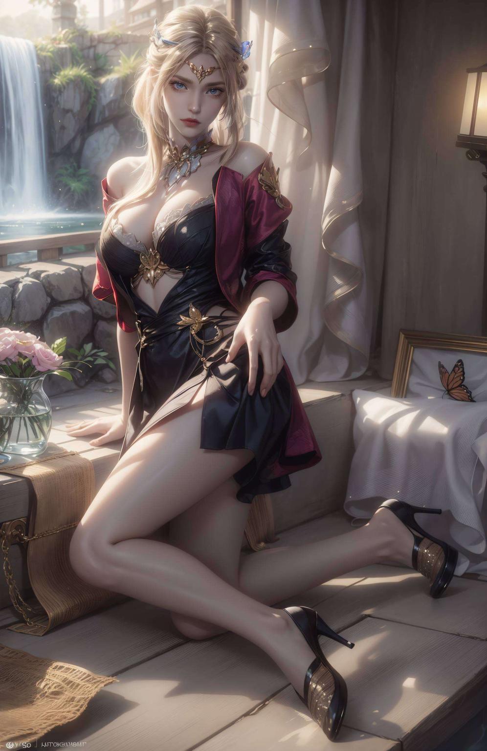 在最新版的电脑国漫美女桌面背景中眼神坚定