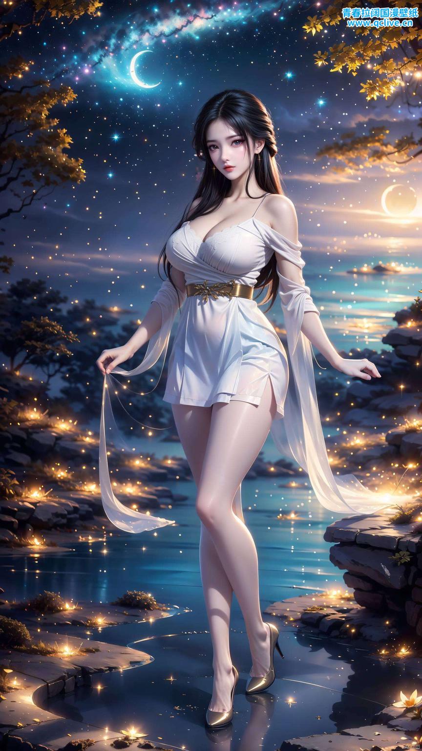 那抹紫色的倩影她的长腿线条流畅