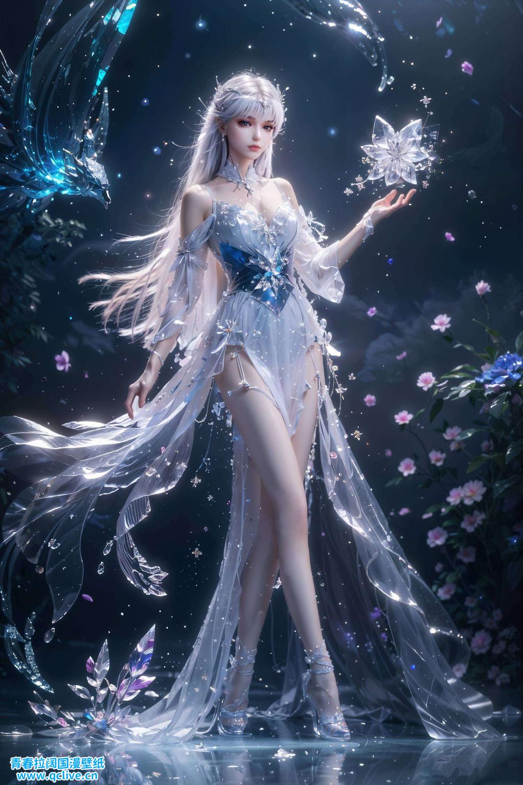 高清画质这款1080p的AI国漫美女波点壁纸