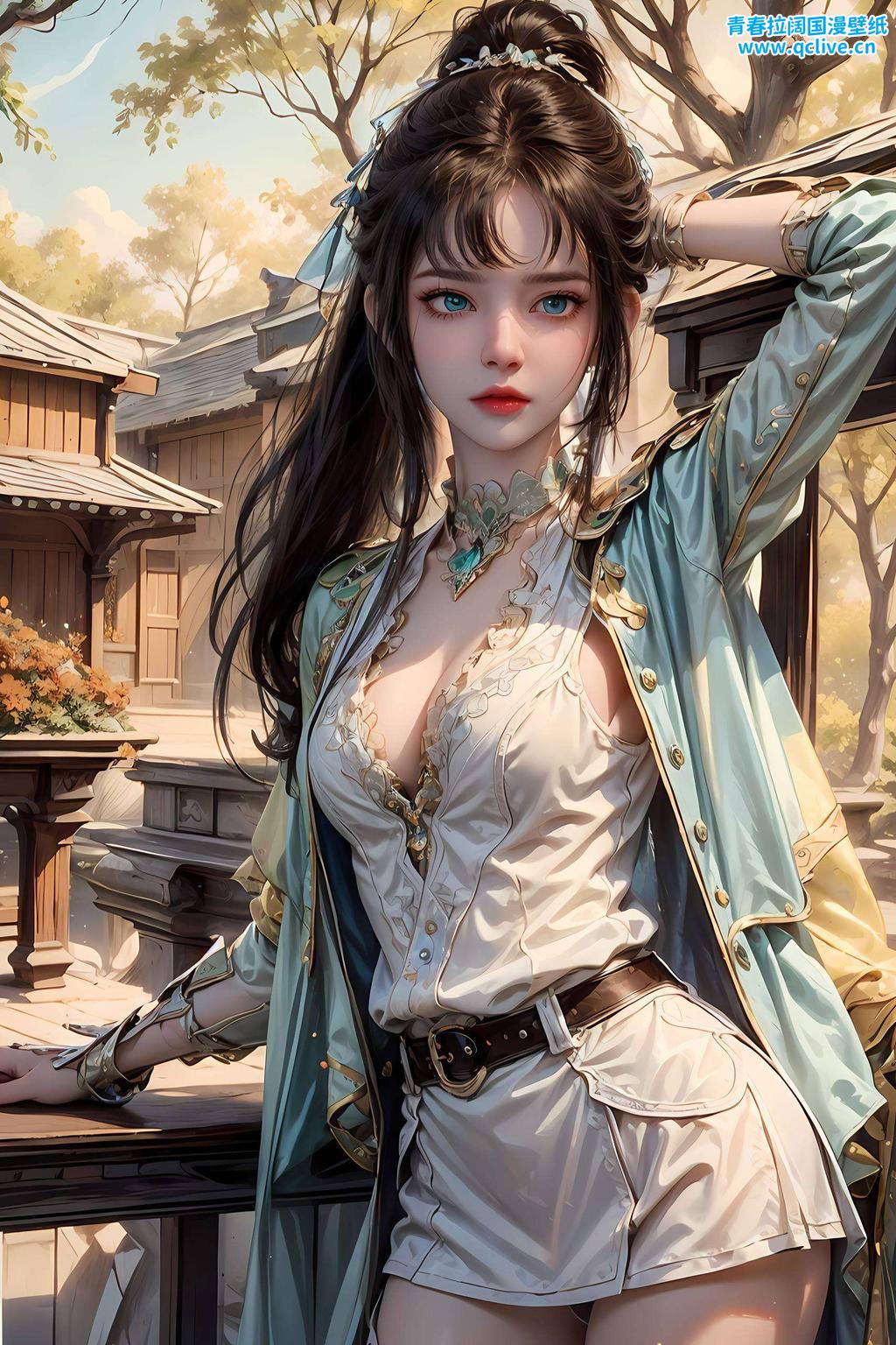 让你仿佛置身于动漫的世界这款AI国漫女神鲜艳2K高清简洁壁纸