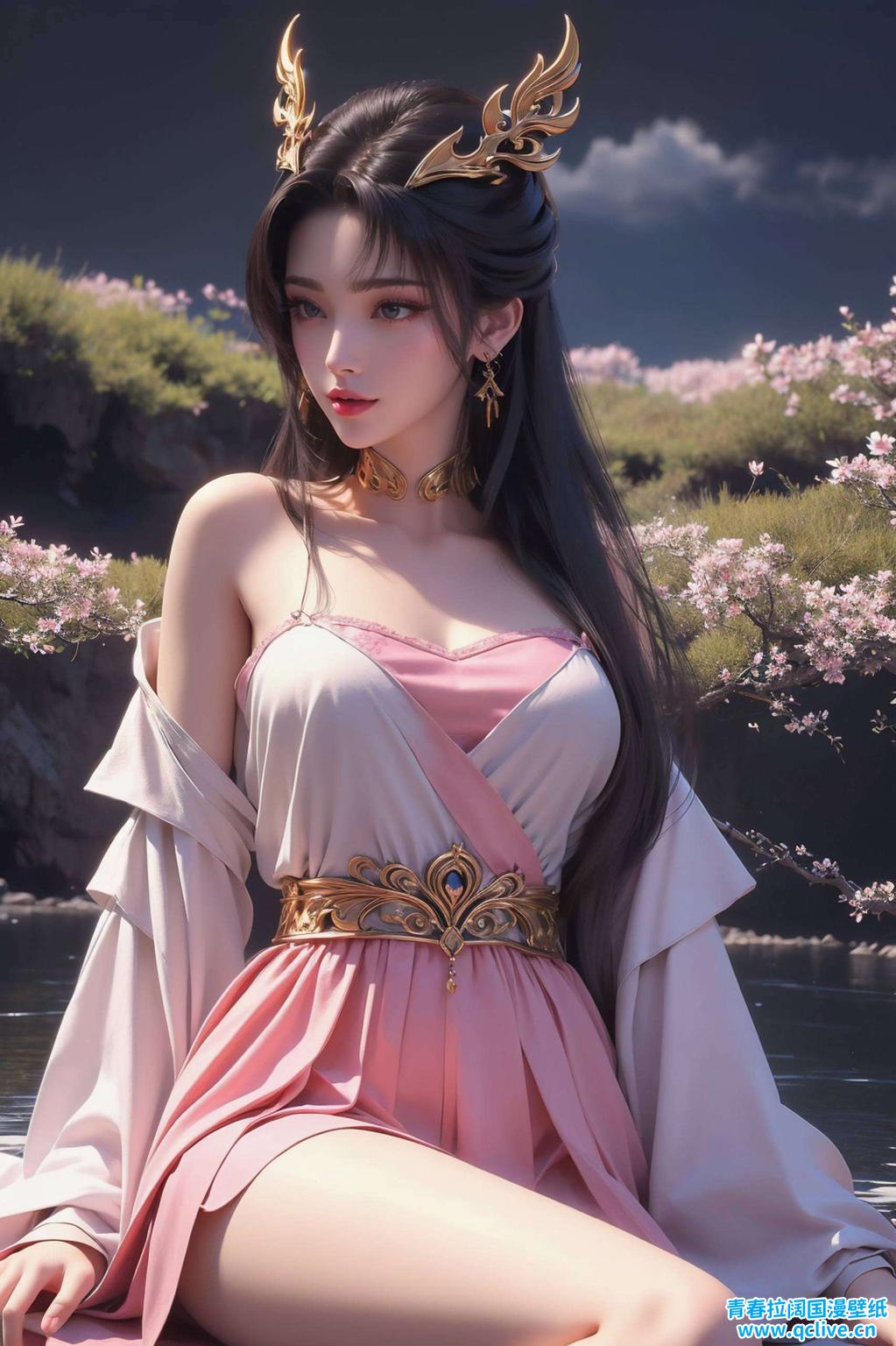 这款AI国漫女神抽象2K高清壁纸仿佛置身仙境