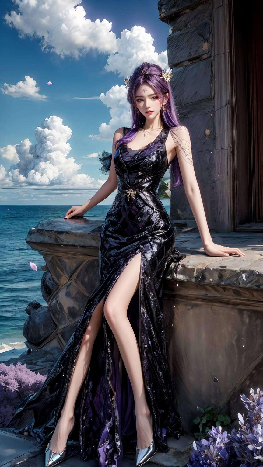 国漫美女的倩影与星空交织如诗如画的唯美纹理