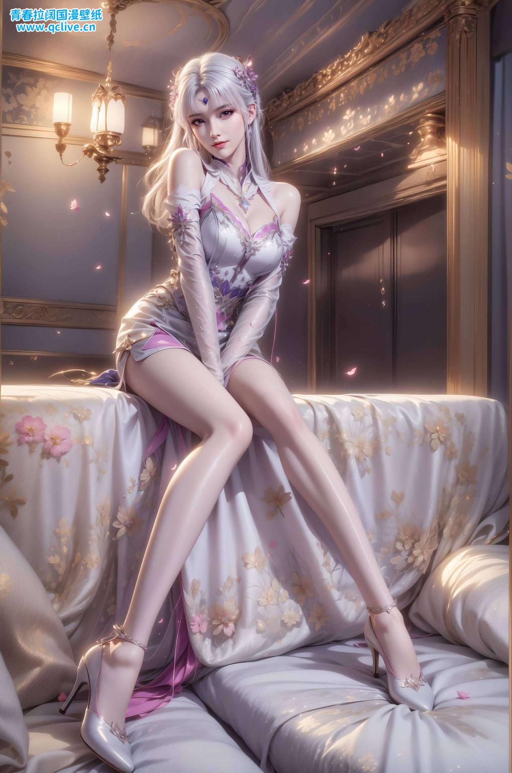 这款AI绘画全屏壁纸从优雅的侧面轮廓到各式各样的姿势