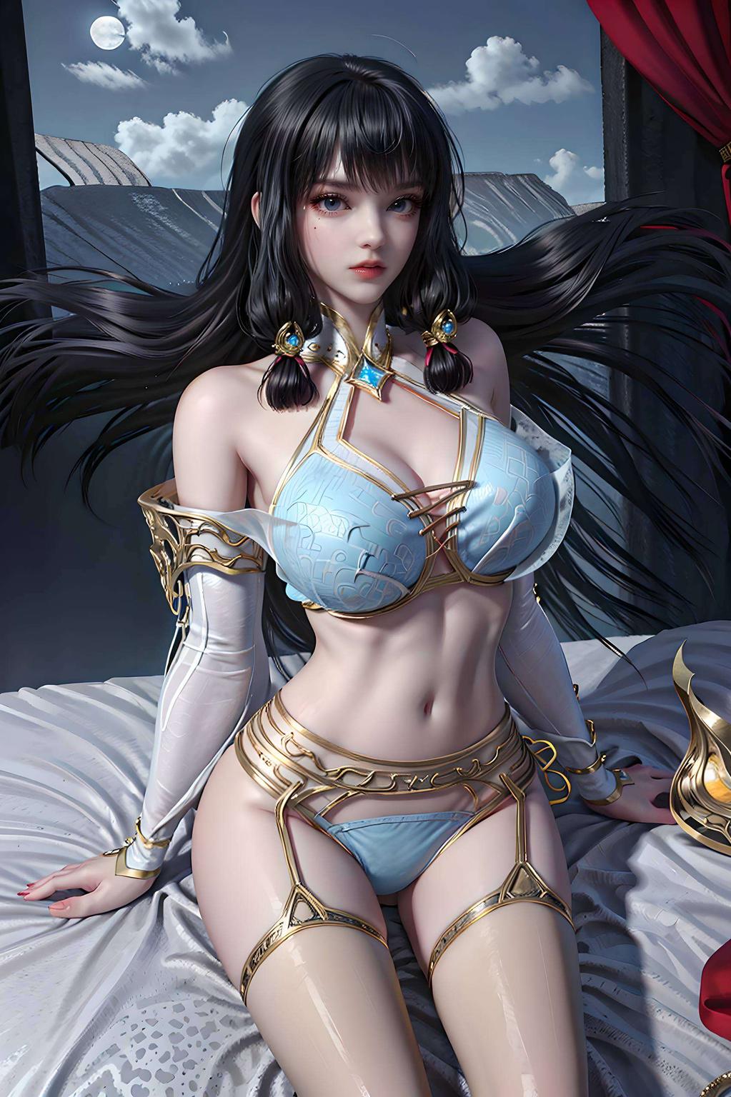 简约的单色背景凸显国漫女神的灵动之美