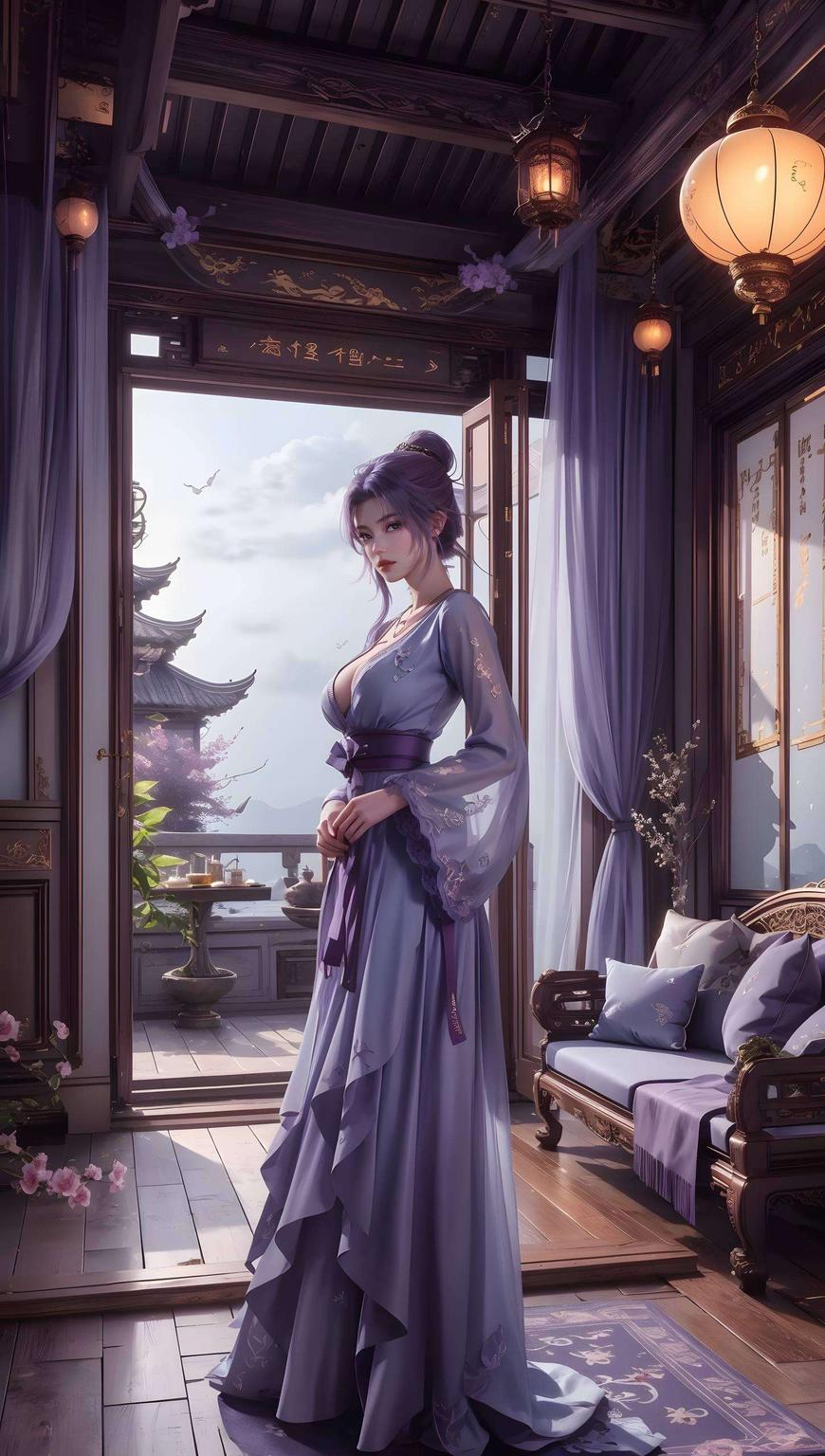以对称美学捕捉视觉魅力国漫美女风采尽显！这款2K高清锁屏壁纸