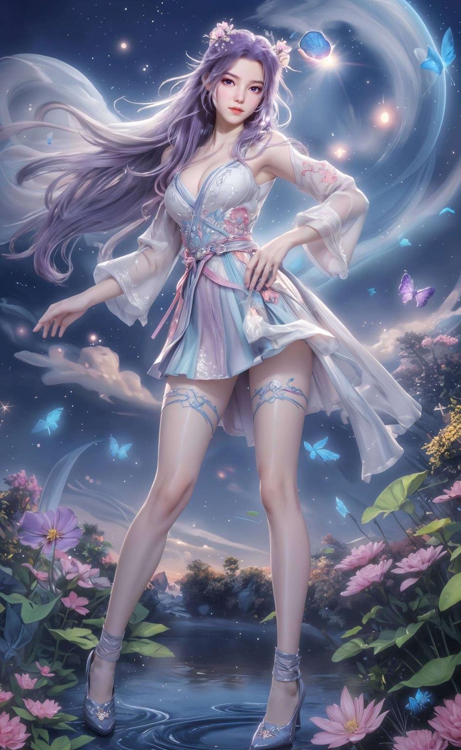 以超高清4K炫彩画质呈现这款AI绘画角色体态素材最新版壁纸