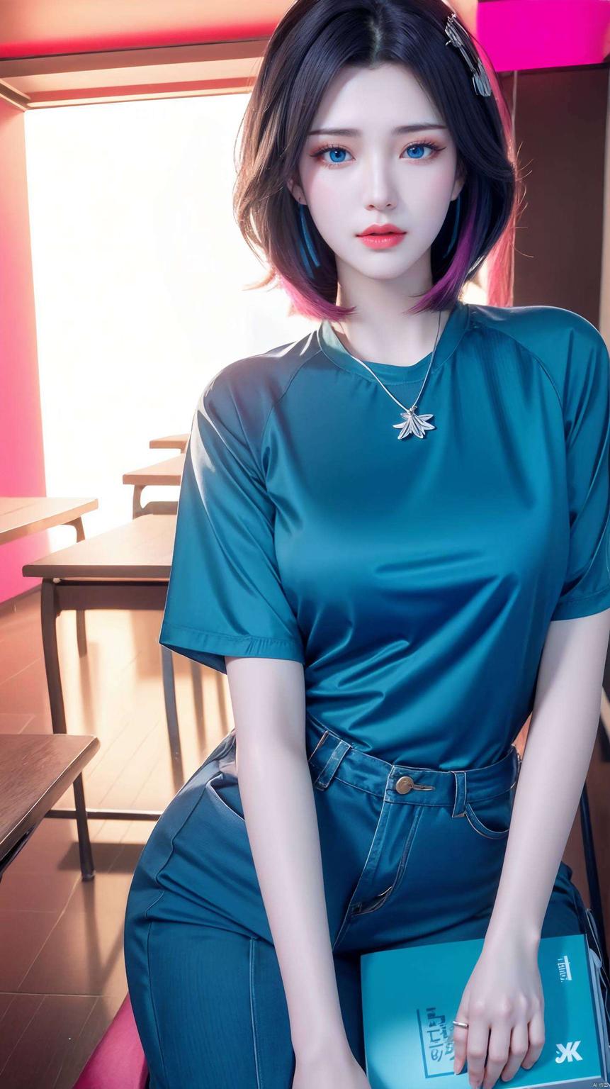 宽屏设计这款AI绘画人物微笑素材壁纸