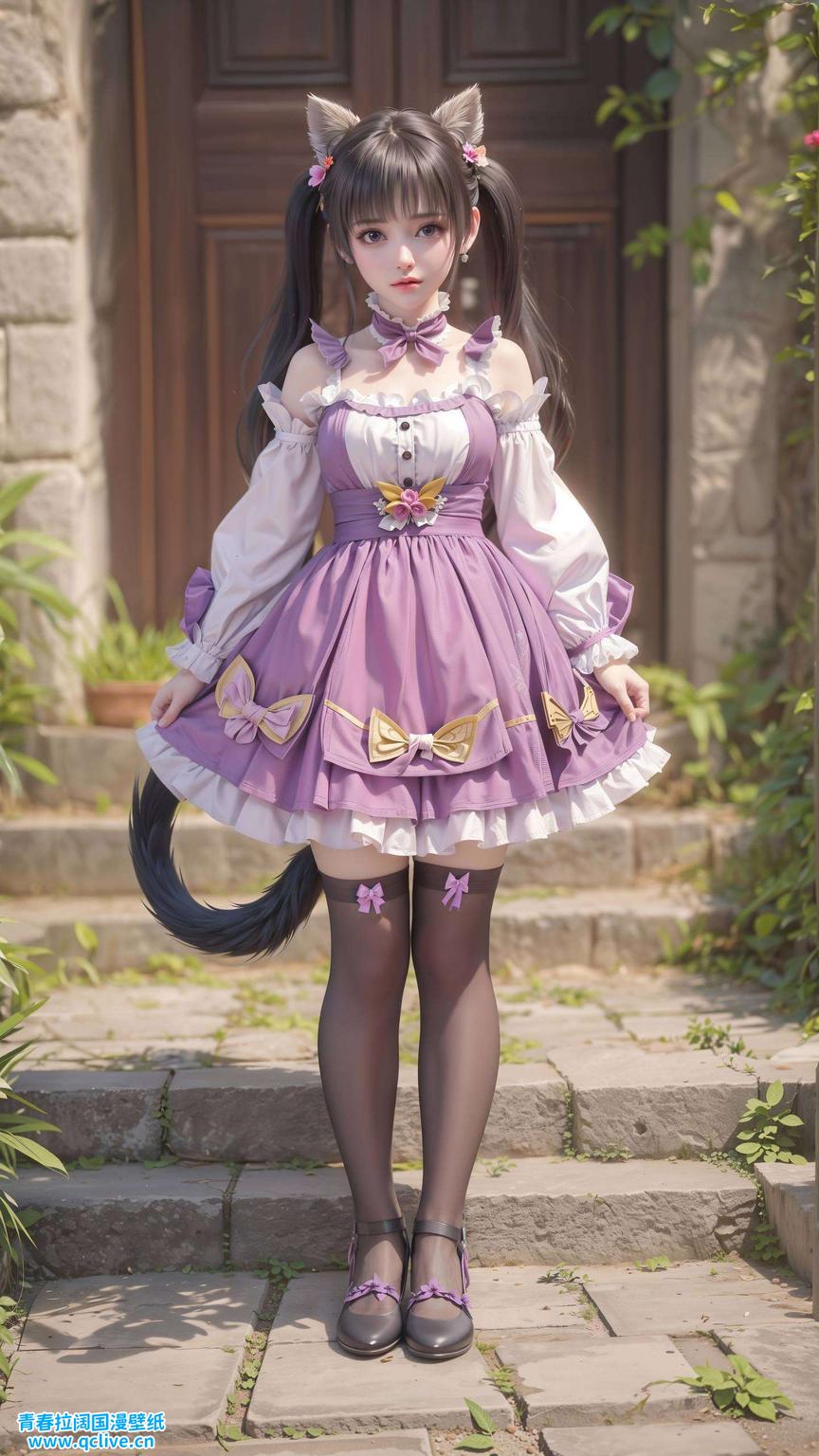 紫妍身着清凉装束背景融入幽蓝星空