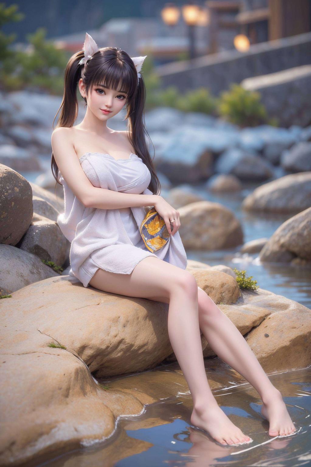 融合了AI国漫元素与动物平板设计, 这款国漫美女潮图壁纸